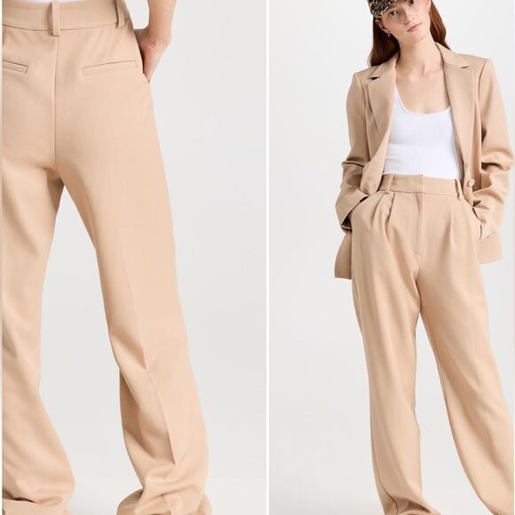 Favorite Daughter The Favorite Pants beige pleated wide leg trousers $218 - Picture 1 of 10